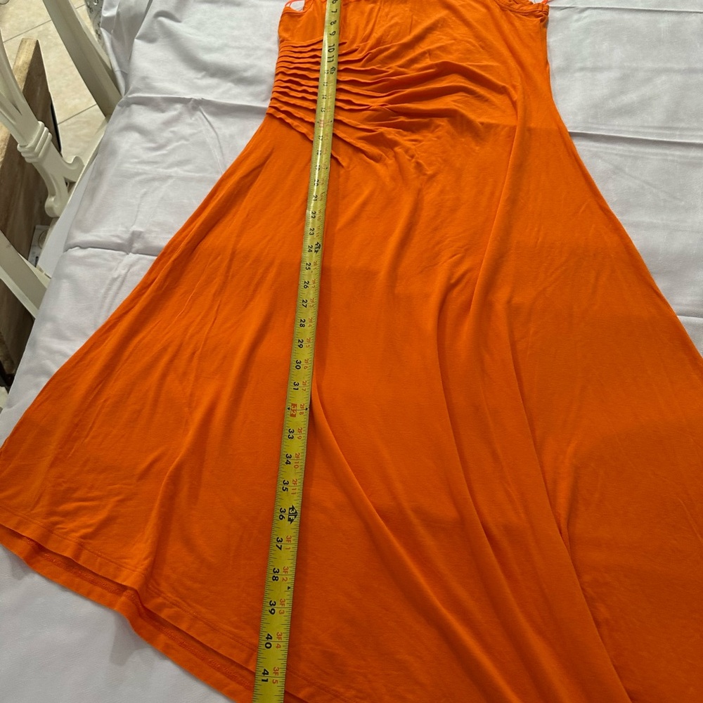 Neiman Marcus Bright Orange Midi Dress